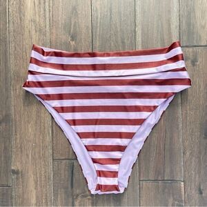 Aerie Purple Striped High Waist Swim Bottoms Jr XXL NWOT